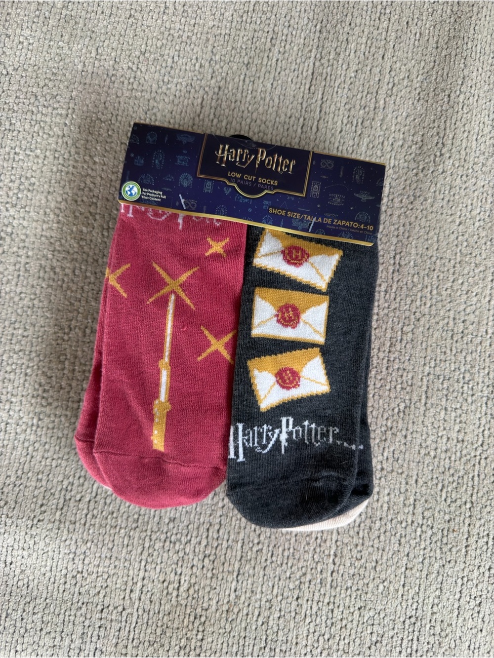 Warner Bros. Harry Potter Low Cut Socks - Burgundy Yellow & Charcoal